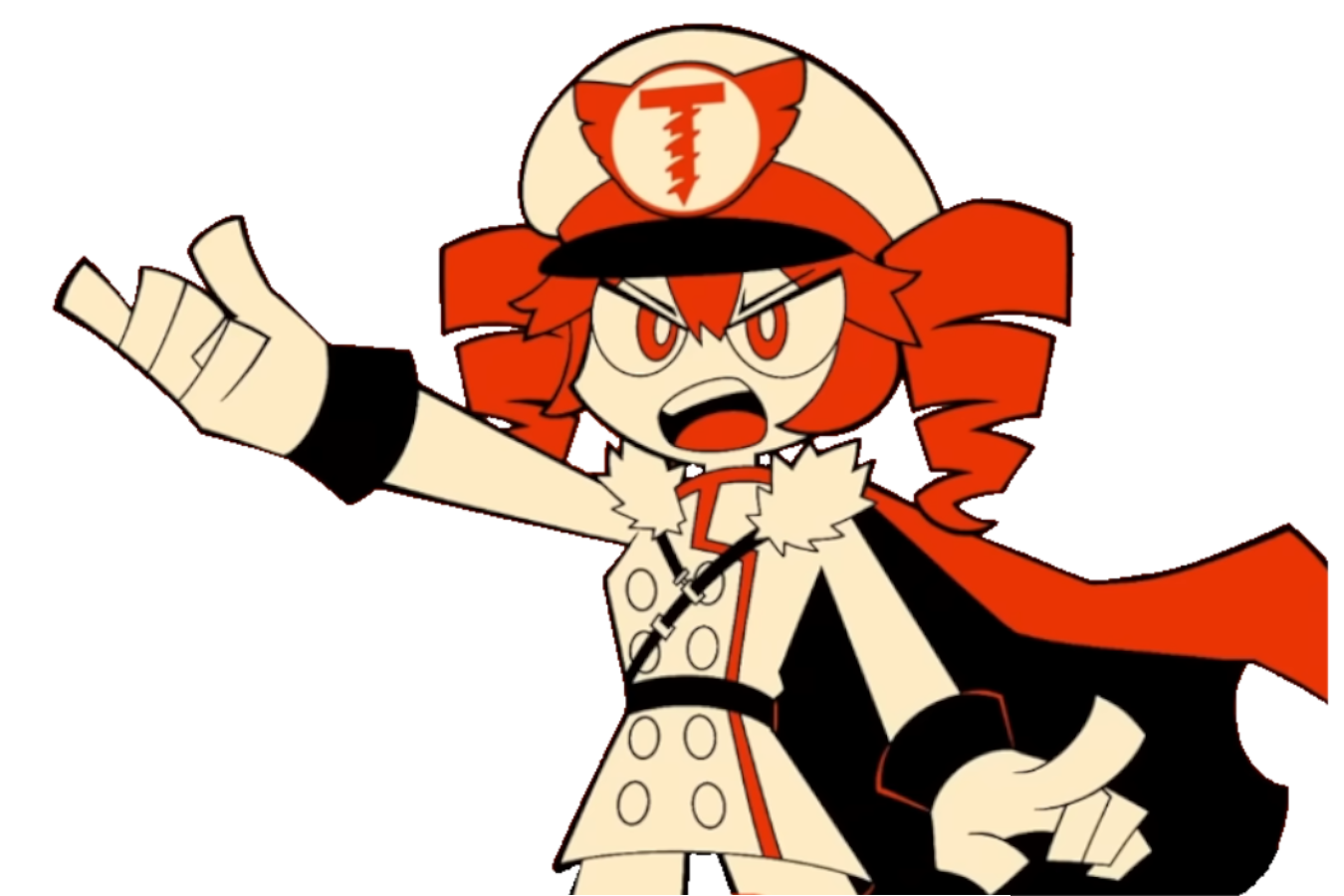 President Kasane Teto in her campaign uniform, arm outstretched toward the citizens of Tetoslavia.